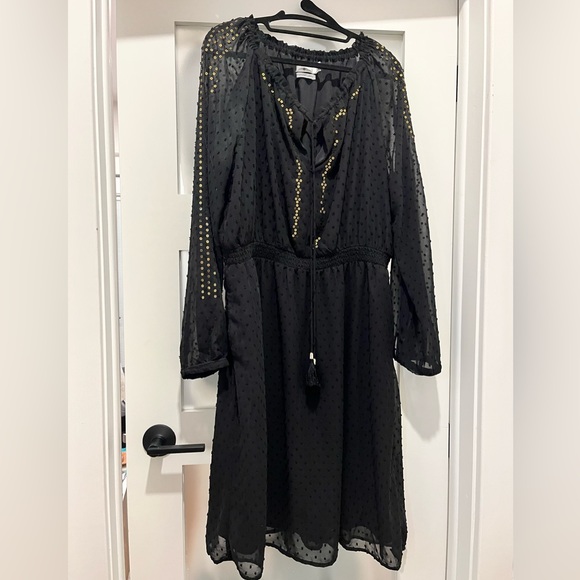 Altuzarra x Target sz XL Dress  Midi Black Sequin Boho Sheer Boho Peasant - Picture 2 of 11